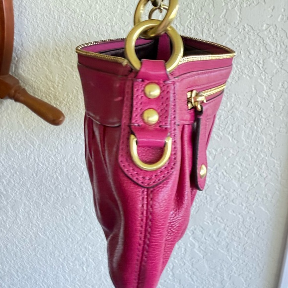 Coach Fuchsia Leather Shoulder Bag - Picture 7 of 8